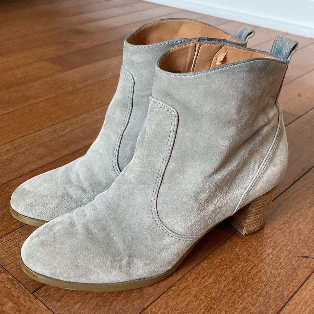 J Crew Light Gray Suede Heeled Boot - 8.5